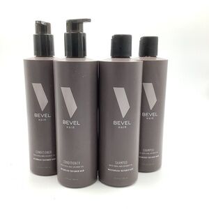 BEVEL 4 Pack- 2 Hair Shampoo & 2 Hair Conditioner Sulfate-Free Shea &Coconut Oil